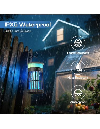 Zapper Solar de Insectos Jepwe 4200V IPX5 para Exterior
