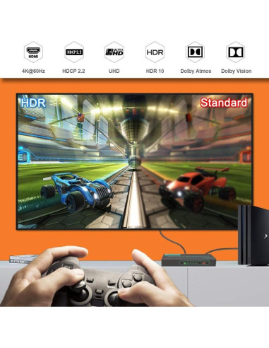 Interruptor HDMI SkycropHD 4K 5 en 1 con Control Remoto