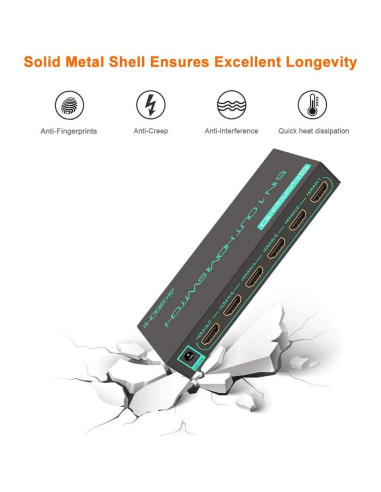 Interruptor HDMI SkycropHD 4K 5 en 1 con Control Remoto