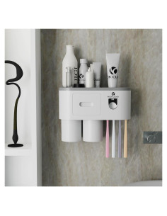Soporte para Cepillos de Dientes ROCK CLOUD Gris con Dispensador Automático