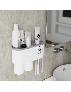 Soporte para Cepillos de Dientes ROCK CLOUD Gris con Dispensador Automático 2