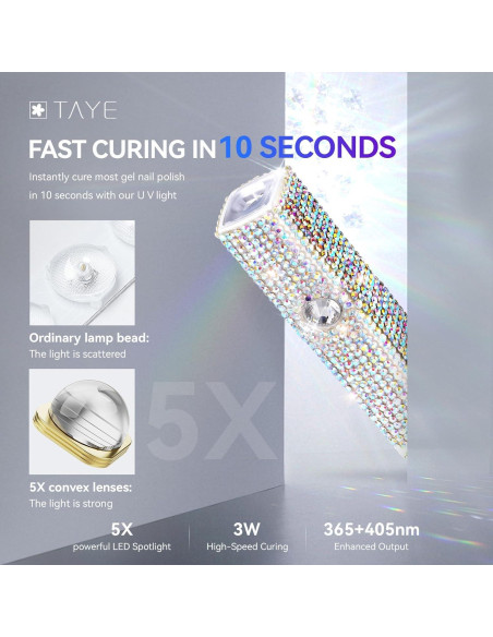 Lámpara UV portátil TAYE para uñas de gel, 20s/60s, USB