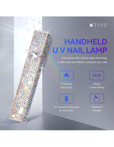 Lámpara UV portátil TAYE para uñas de gel, 20s/60s, USB