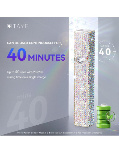 Lámpara UV portátil TAYE para uñas de gel, 20s/60s, USB
