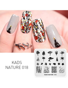 Plantilla de Estampado de Uñas KADS NA018 Acero Inoxidable 8x7cm 2