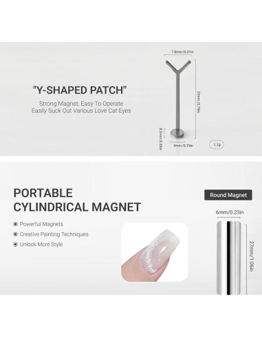 Kit de Arte de Uñas Magnético Ojo de Gato 5 Pcs - Genérico