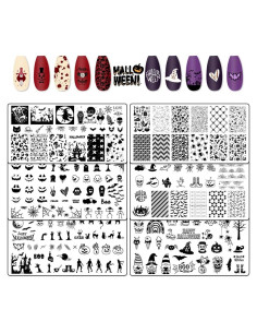 Set de 6 Placas de Estampado de Uñas Halloween Hying - Acero Inoxidable