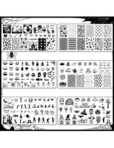 Set de 6 Placas de Estampado de Uñas Halloween Hying - Acero Inoxidable 2