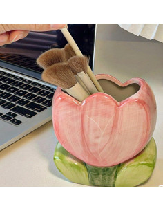 Soporte para bolígrafos y brochas Busnos rosa cerámica 2