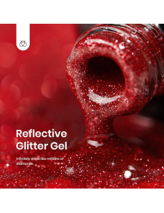 Esmalte de Uñas Gel Rojo Brillante Beetles 15ml con Purpurina 2