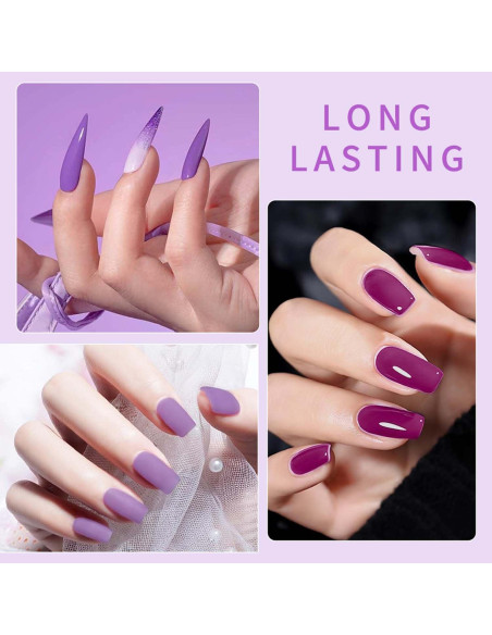 Set de Esmalte de Uñas en Gel JR 9pcs 15ml Morado 12-Free