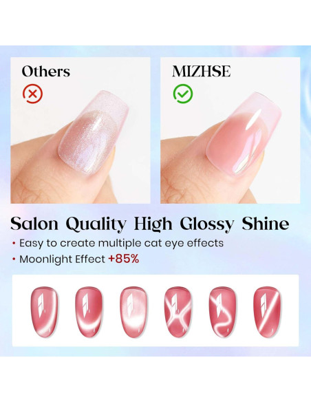 Kit Esmalte de Uñas en Gel Ojo de Gato MIZHSE 6 Colores