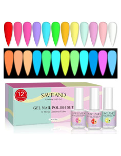 Set de Esmalte de Uñas en Gel Saviland - 12 Colores Luminiscentes