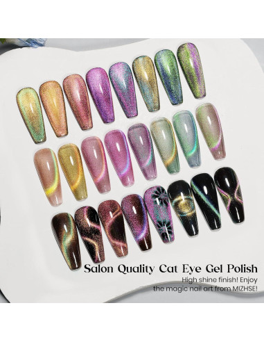 Set de 8 Esmaltes de Uñas en Gel Ojo de Gato MIZHSE 9D