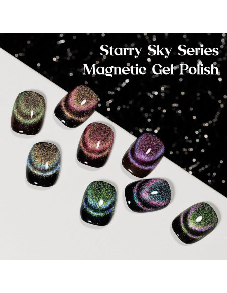 Set de 8 Esmaltes de Uñas en Gel Ojo de Gato MIZHSE 9D