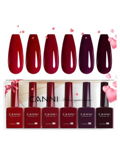 Set de 6 Esmaltes de Uñas en Gel CANNI 9 ML Rojo Cereza