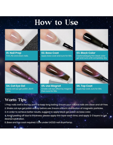 Set de 8 Esmaltes de Uñas en Gel Ojo de Gato MIZHSE 9D