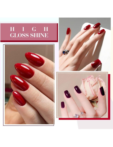 Set de 6 Esmaltes de Uñas en Gel CANNI 9 ML Rojo Cereza