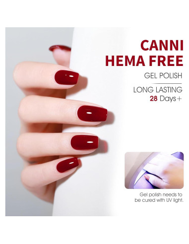 Set de 6 Esmaltes de Uñas en Gel CANNI 9 ML Rojo Cereza