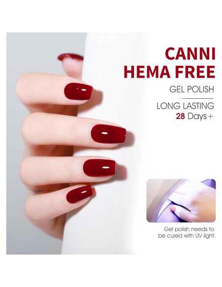 Set de 6 Esmaltes de Uñas en Gel CANNI 9 ML Rojo Cereza