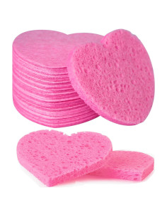 Esponjas Faciales Comprimidas Rosa 50 Unidades 100% Celulosa