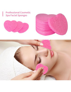 Esponjas Faciales Comprimidas Rosa 50 Unidades 100% Celulosa 2