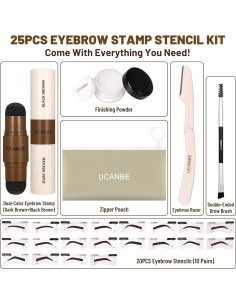 Kit de Cejas UCANBE 25PCS con Plantillas Reutilizables y Pomada 2