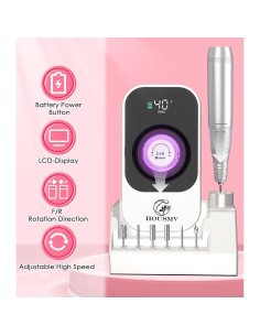 Taladro de Uñas Eléctrico HOUSMV Blanco 40000RPM Recargable 2