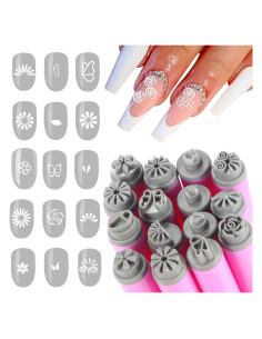 Conjunto de 15 Plumas de Estampado de Uñas JERCLITY - Patrones Florales y Geométricos