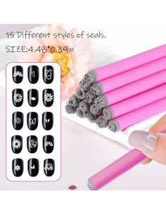 Conjunto de 15 Plumas de Estampado de Uñas JERCLITY - Patrones Florales y Geométricos 2