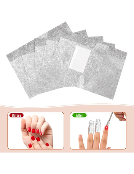100 Envolturas de Papel de Aluminio para Uñas MOZEAT 9x6.5cm