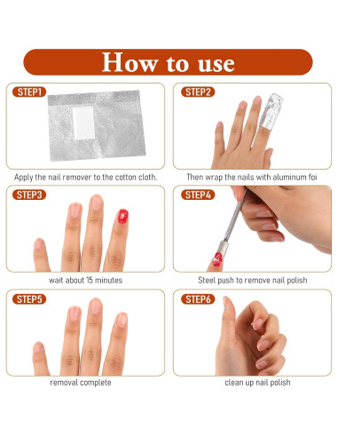 100 Envolturas de Papel de Aluminio para Uñas MOZEAT 9x6.5cm