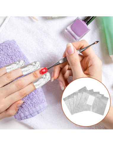 100 Envolturas de Papel de Aluminio para Uñas MOZEAT 9x6.5cm