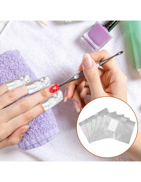 100 Envolturas de Papel de Aluminio para Uñas MOZEAT 9x6.5cm