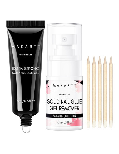 Kit de Pegamento y Removedor de Uñas Makartt 30ml Sólido Fuerte
