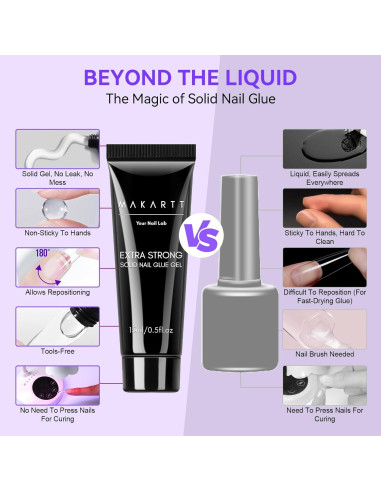 Kit de Pegamento y Removedor de Uñas Makartt 30ml Sólido Fuerte