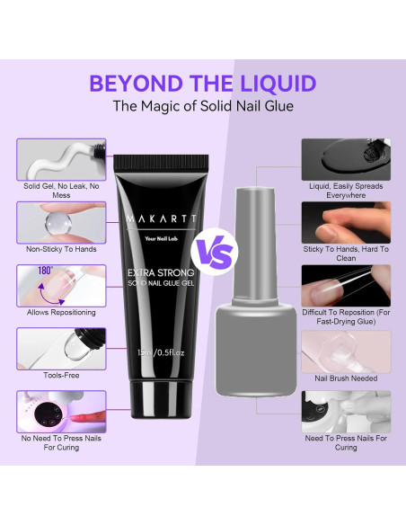 Kit de Pegamento y Removedor de Uñas Makartt 30ml Sólido Fuerte