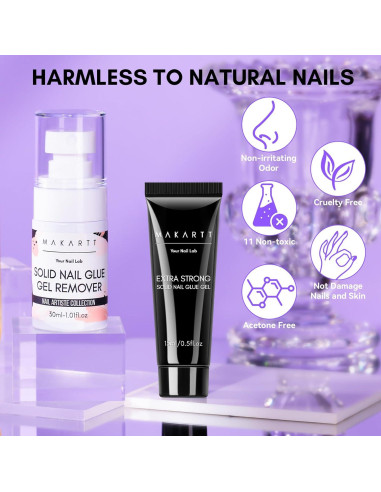 Kit de Pegamento y Removedor de Uñas Makartt 30ml Sólido Fuerte