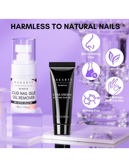 Kit de Pegamento y Removedor de Uñas Makartt 30ml Sólido Fuerte