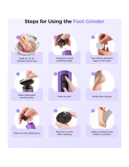 Removedor de Callos Eléctrico ZYOUO FR10, 1800mAh, 9 Velocidades