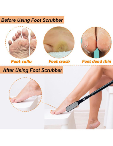 Cepillo y Lima para Pies Gobiteli con Mango Telescópico 47.6-65.8 cm