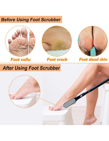 Cepillo y Lima para Pies Gobiteli con Mango Telescópico 47.6-65.8 cm