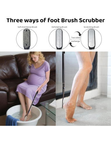 Cepillo y Lima para Pies Gobiteli con Mango Telescópico 47.6-65.8 cm