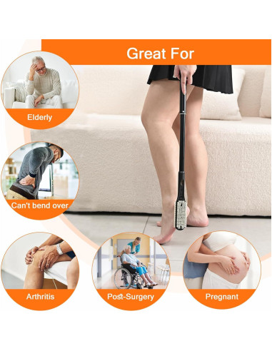 Cepillo y Lima para Pies Gobiteli con Mango Telescópico 47.6-65.8 cm