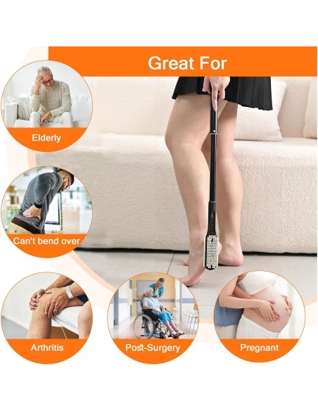 Cepillo y Lima para Pies Gobiteli con Mango Telescópico 47.6-65.8 cm