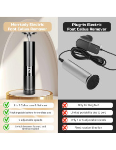 Removedor de Callos Eléctrico Merrtody 2 en 1 9 Velocidades 2