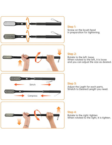 Cepillo y Lima para Pies Gobiteli con Mango Telescópico 47.6-65.8 cm