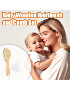 Conjunto de Cepillos para Bebés WXA - Madera y Silicona 2 en 1 2
