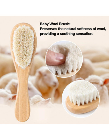 Juego de Cepillo y Peine de Madera para Bebés - 3 Piezas
