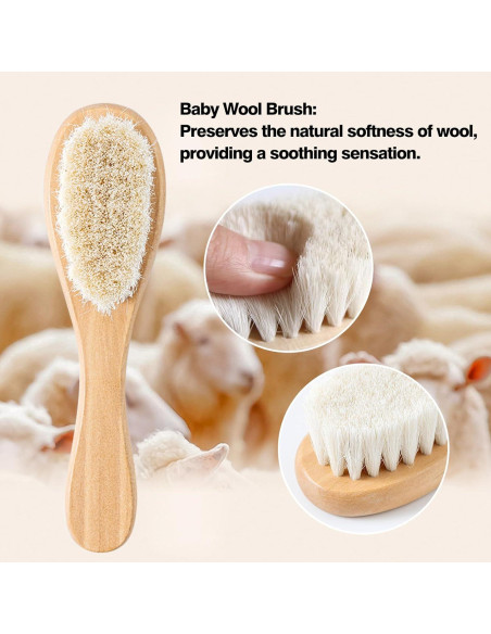 Juego de Cepillo y Peine de Madera para Bebés - 3 Piezas